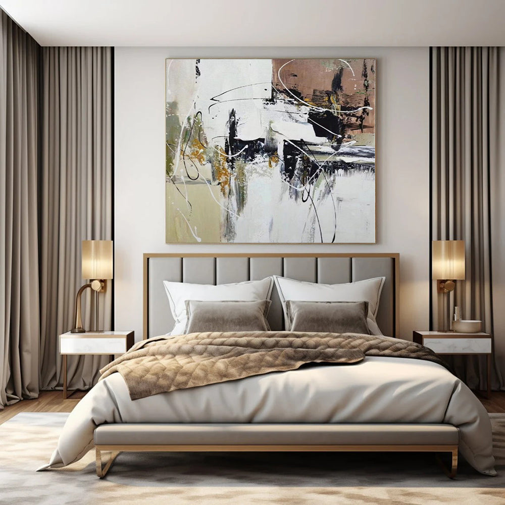 “Black - White - Gold Abstract Chaos” - Expressive Abstract Painting On Canvas PS0209