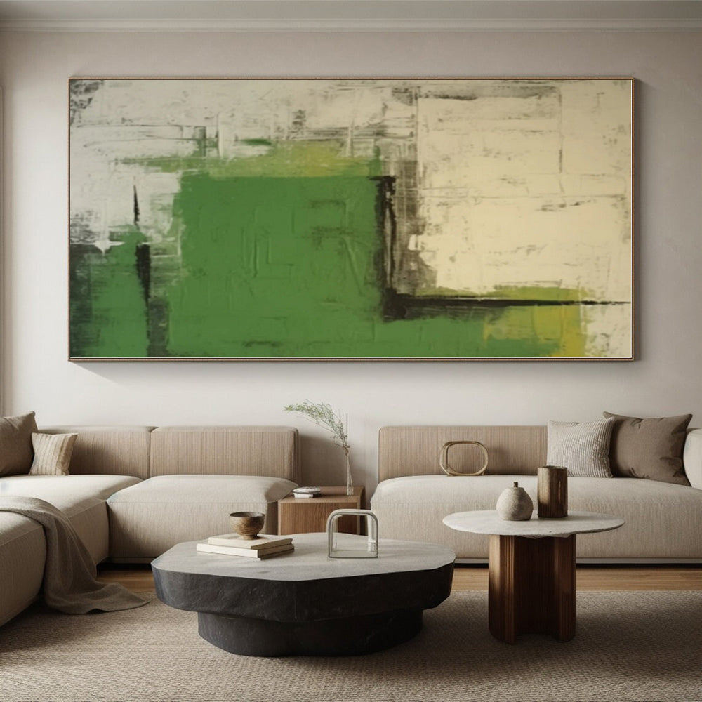 “Green - Gray - Black Abstract Boldness” - Green, Gray, Black Abstract Painting On Canvas PS0531