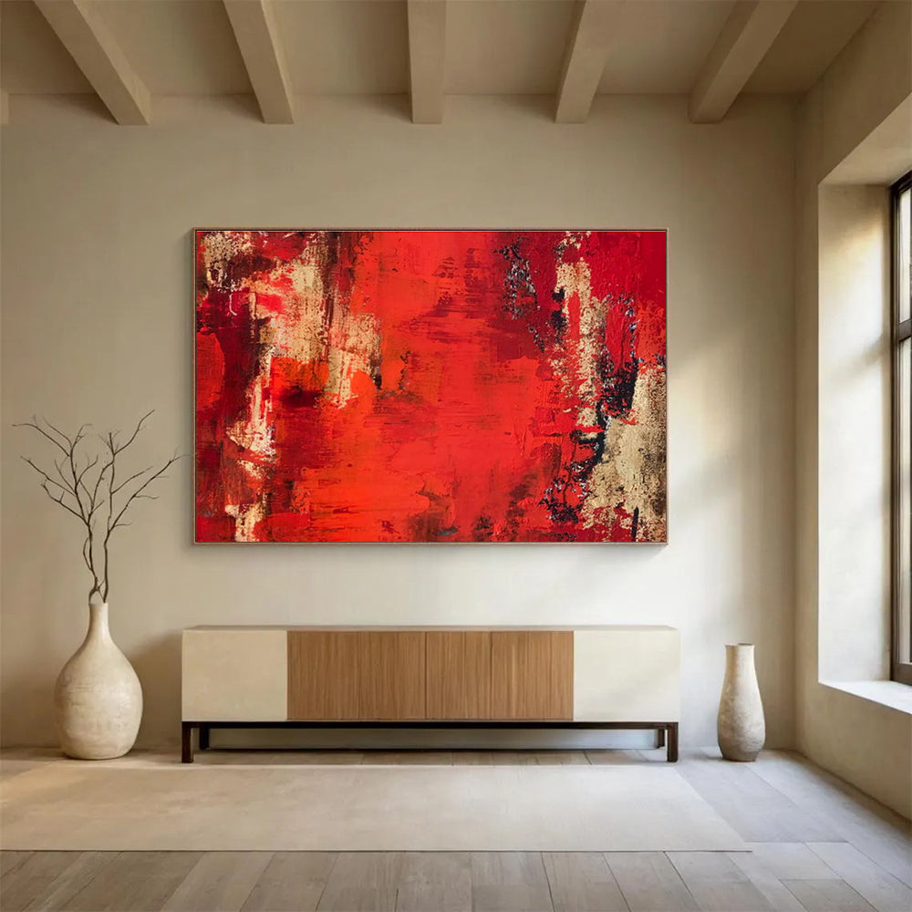 “Red - Brown Textured Passion” Abstract Painting On Canvas DKS296