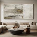 “Grey - Gold Abstract Textured Walls” - Tactile Abstract Painting On Canvas PS0356