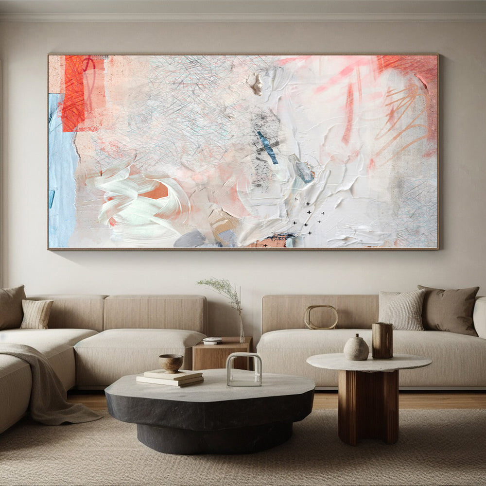 “Soft Tones Abstract Collage” - Delicate Abstract Painting On Canvas PS0096