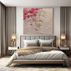Pink, Green with Textured Roses "Tactile Blooms" Abstract Painting On Canvas PS1450