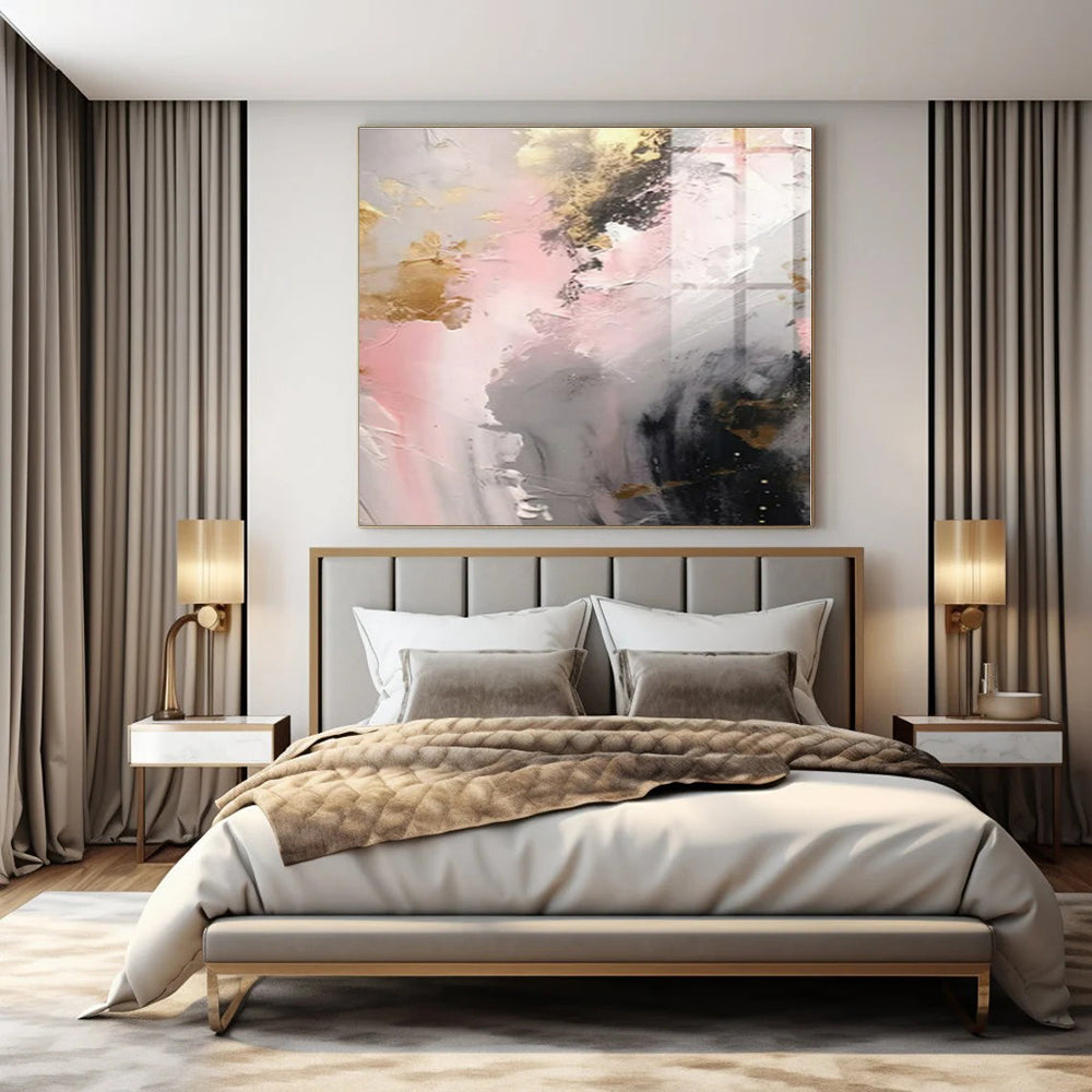 Blush and Gold Dreamscape - Soft - Textured Abstract Painting On Canvas PS1245
