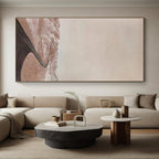“Desert Road Journey” - Beige, Brown, Black Abstract Landscape Painting On Canvas PS0665