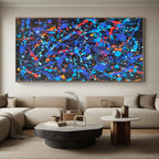 “Colorful Splatter Explosion” - Blue, Red, Yellow Abstract Painting On Canvas PS0466