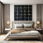 Grid of Textured Black Squares "Monochrome Mosaic" Relief Sculpture On Canvas PS1072