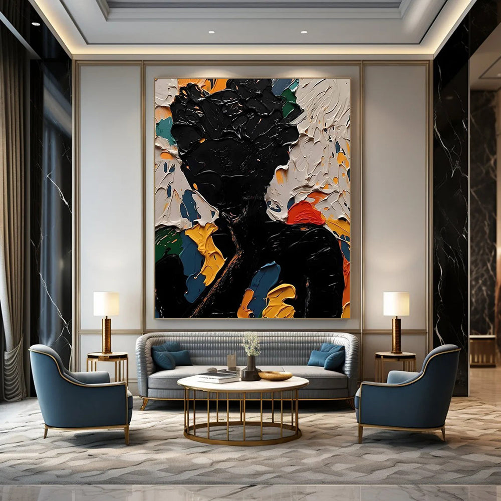 “Colorful Abstract Figure” - Vibrant Figurative Painting On Canvas DS308