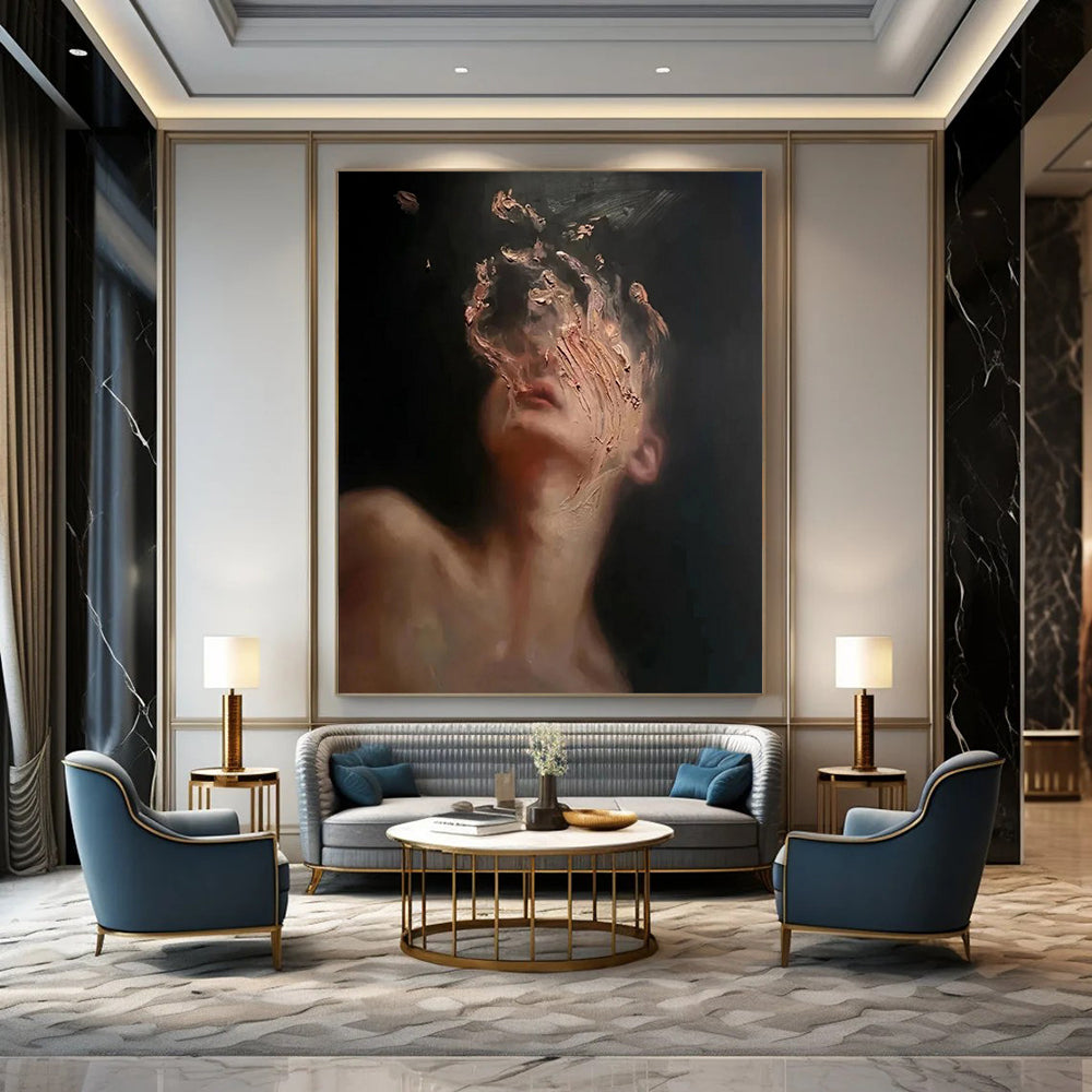 “Fragmented Face Portrait” - Expressive Figurative Painting On Canvas DS315