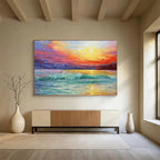 “Vibrant Sea Sunset” - Impressionistic Oil Painting On Canvas DKS892