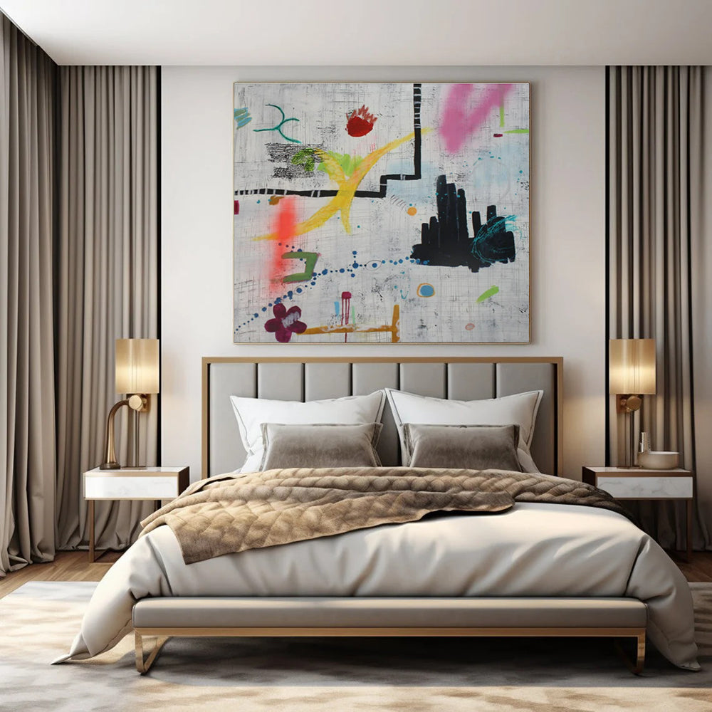 Colorful, Chaotic Doodles "Sketchpad Symphony" Abstract Painting On Canvas PS1413