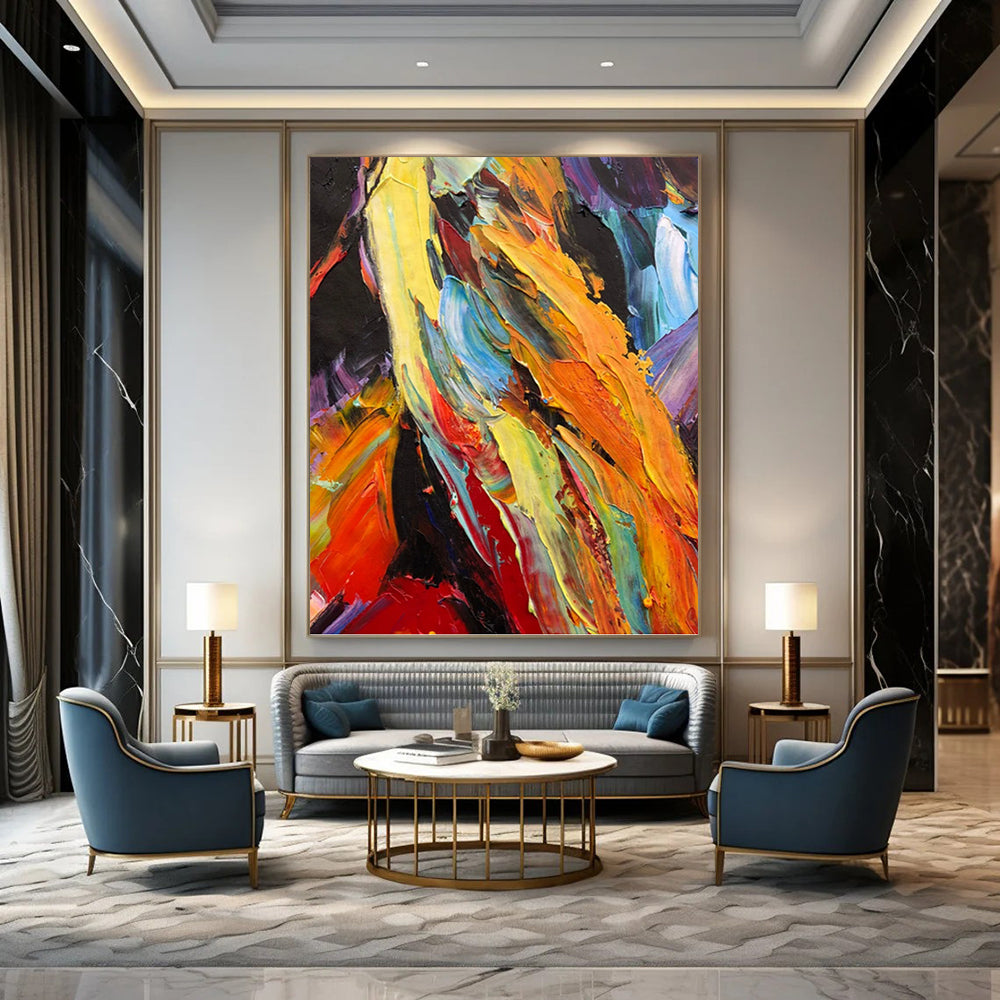 “Colorful Textured Abstract” - Palette - Knife Abstract Painting On Canvas PT1262