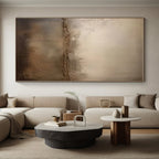 “Beige - Brown Textured Horizon” - Beige, Brown, Gray Abstract Textured Painting On Canvas PS0573