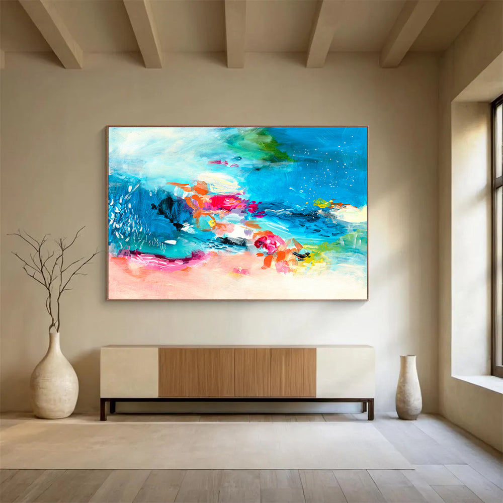 Colorful Ocean - Inspired Abstract Painting On Canvas DKS031