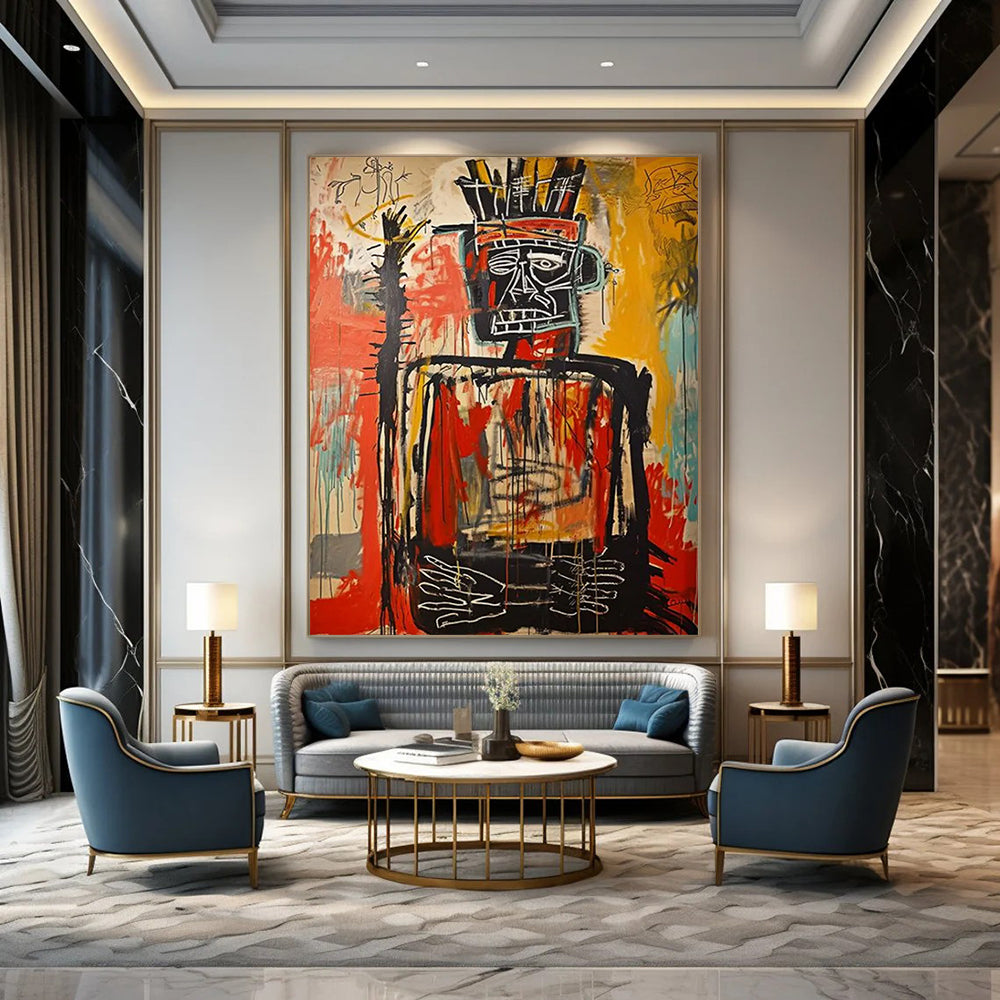 Ancient Warrior: Basquiat - Style Figure Painting On Canvas DS108