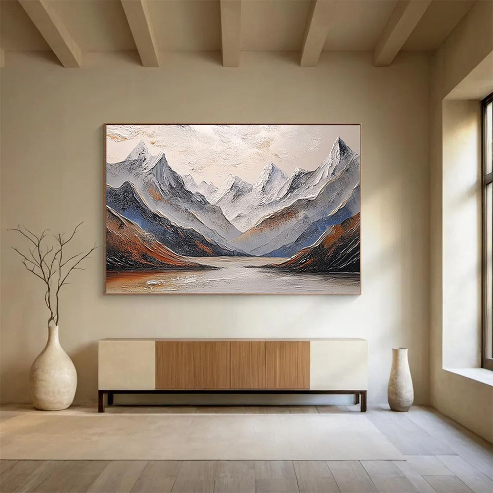 “Textured Alpine Landscape” - Impasto Mountain Painting On Canvas DKS456