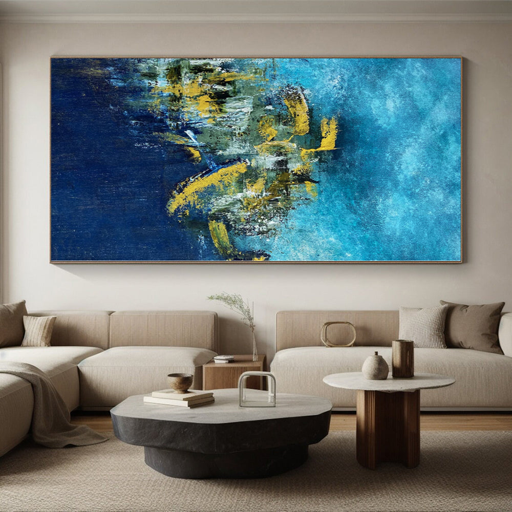 “Blue - Yellow Abstract Harbor” - Maritime Abstract Painting On Canvas PS0062