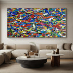 Explosive Color Splashes, "Rainbow Chaos" – Action - Painting Abstract On Canvas PS0899