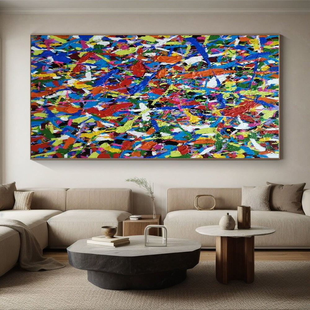 Explosive Color Splashes, "Rainbow Chaos" – Action - Painting Abstract On Canvas PS0899