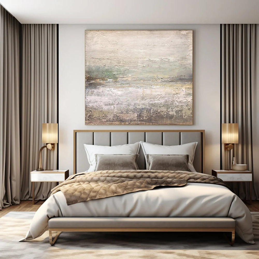 Gray, Green, and Brown Textured, "Subtle Wilderness" – Textured Abstract Painting On Canvas PS0970