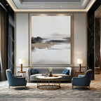 “Textured Landscape in Gray” - Landscape, Textured - Styled Painting On Canvas PT1672