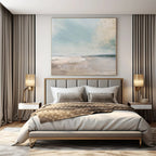 Soft Blue and Beige "Coastal Haze" Atmospheric Abstract Painting On Canvas PS1102