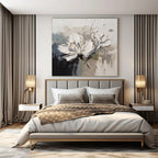 White Flowers with Gray Background "Textured Blossoms" Impressionist Painting On Canvas PS1342