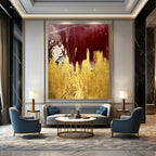 “Burgundy - Gold Abstract” - Abstract Expressionist Painting On Canvas PT1336