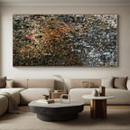“Dark - Hued Textured Abstract” - Black, Orange, Pink Abstract Painting On Canvas PS0462