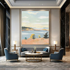 “Sunset Lakeside View” - Warm Hues, Lake & Landscape Painting On Canvas PT1460