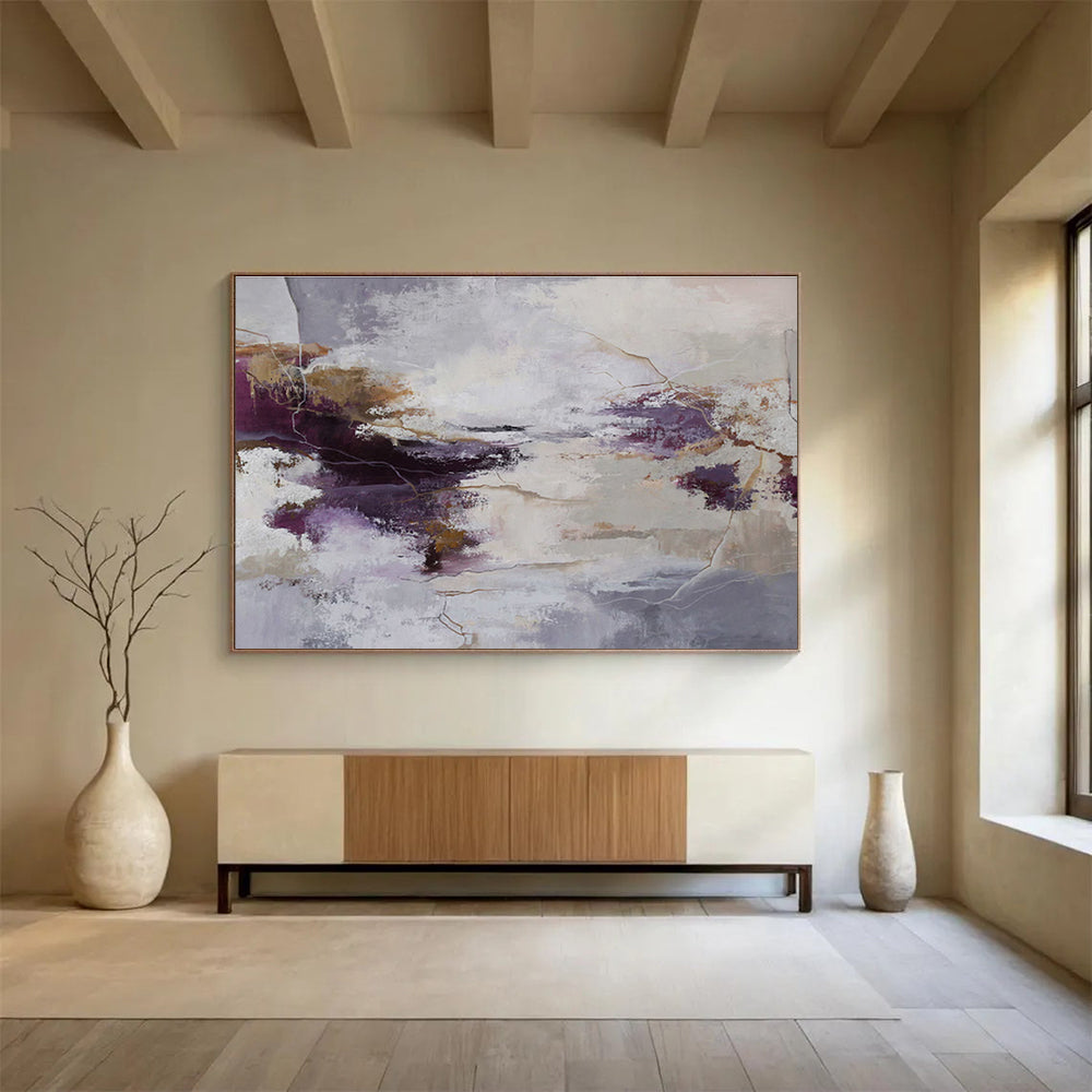 “Purple And Earthy Abstract” - Abstract Painting On Canvas DKS516