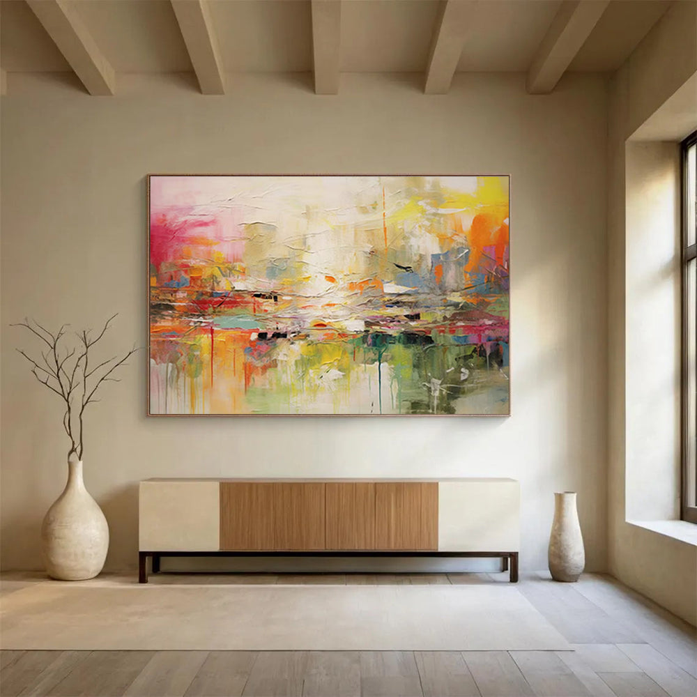 Vibrant Abstract Cityscape Modern Abstract Painting On Canvas DKS123