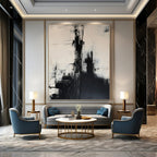 “Black - White Abstract Forms” - Minimalist Abstract Painting On Canvas PT1261