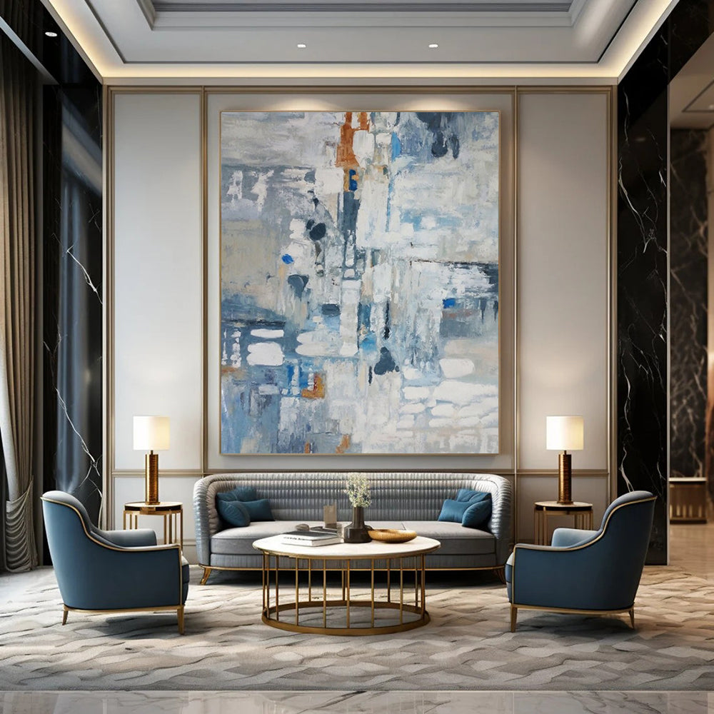 “Blue - Gray Abstract Impressions” - Abstract Landscape Painting On Canvas DS028