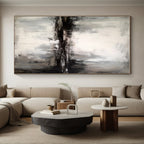 “Monochrome Mist Reflection” - Black, White, Gray Abstract Landscape Painting On Canvas PS0623
