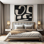 Black and White Flowing Shapes "Rhythmic Abstraction" Abstract Painting On Canvas PS1076