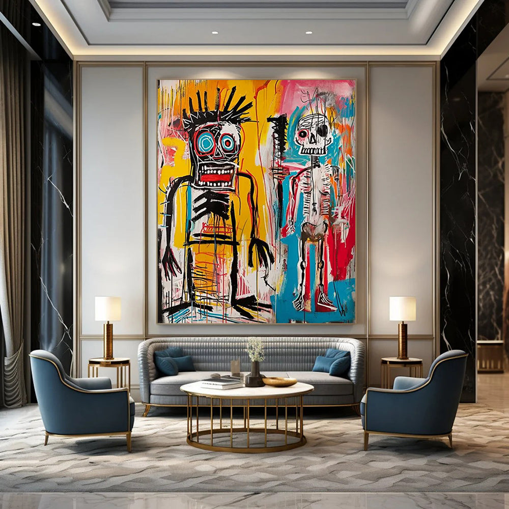 Basquiat - Style Figures Painting On Canvas DS099