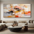 “Vibrant Orange - Pink Geometric Abstraction” - Dynamic Abstract Painting On Canvas PS0225