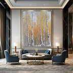 “Golden - White Birch Forest” - Impressionist Landscape Painting On Canvas PT1299