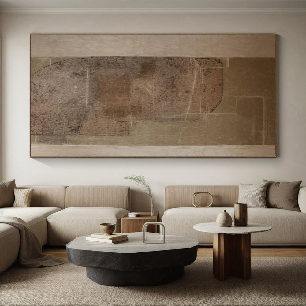 “Brown - Gray Textured Composition” - Brown, Gray Abstract Painting On Canvas PS0520