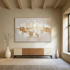 “Gold - Accent Abstract Blocks” - Luxe - Minimalist Painting On Canvas PT1552