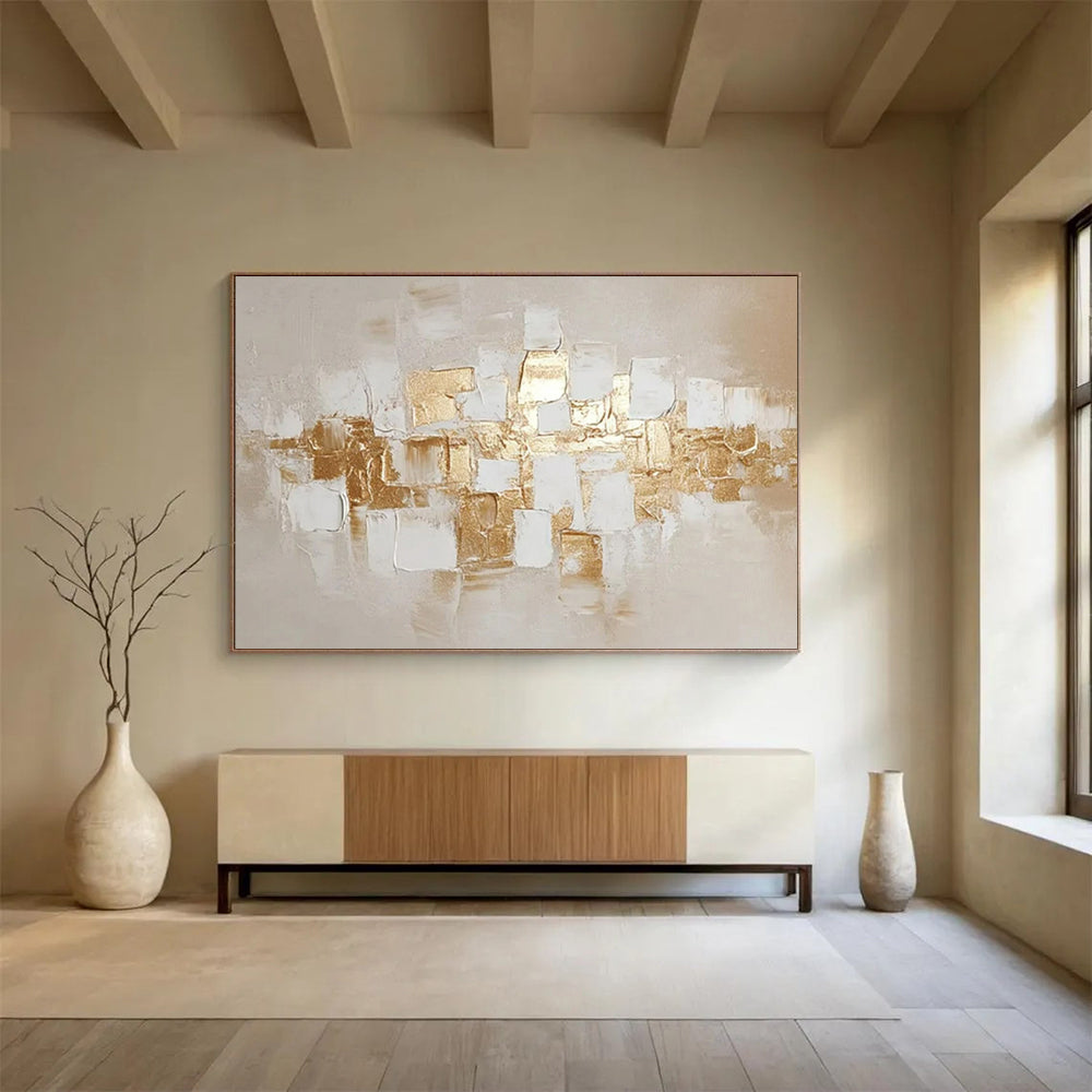 “Gold - Accent Abstract Blocks” - Luxe - Minimalist Painting On Canvas PT1552