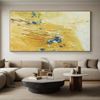 “Golden Field with Blues” - Yellow, Blue Abstract Impressionist Painting On Canvas PS0707