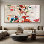 “Red - Colorful Impasto Abstract” - Multicolor, Red Abstract Impasto Painting On Canvas PS0731