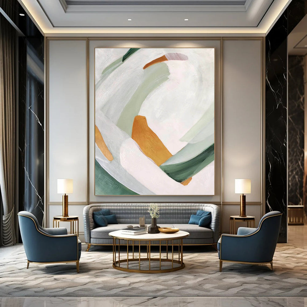 “Soft Tones Geometric Abstract” - Pastel Shapes in a Gentle Composition Painting On Canvas DS257