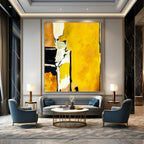 “Yellow - Black Abstract Forms” - Bold Abstract Painting On Canvas PT1101