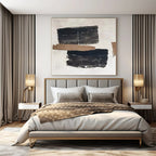 Black, Brown and White with Textured Collage Elements "Raw Fusion" Abstract Painting On Canvas PS1145