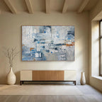 “Cool Abstract Impasto Cityscape” - Textured Urban Painting On Canvas PT018