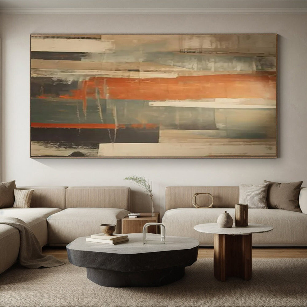Brown, Orange, Gray Subtle Layers “Earthy Rhythms” - Painting On Canvas PS0813