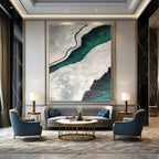 “Teal River Through Grey Lands: Textured Abstract Painting” - Landscape - Inspired Abstract Painting On Canvas DS403