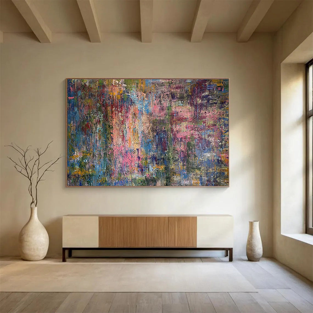 “Vibrant Color Mosaic” - Multicolor Abstract, Textured Wall Art Painting On Canvas DKS715